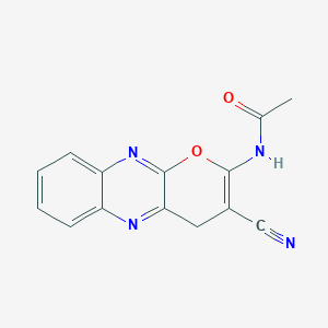 molecular formula C14H10N4O2 B11852320 N-(3-Cyano-4H-pyrano[2,3-b]quinoxalin-2-yl)acetamide CAS No. 349548-97-6