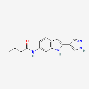 molecular formula C15H16N4O B11852356 n-[2-(1h-Pyrazol-4-yl)-1h-indol-6-yl]butanamide CAS No. 827318-31-0