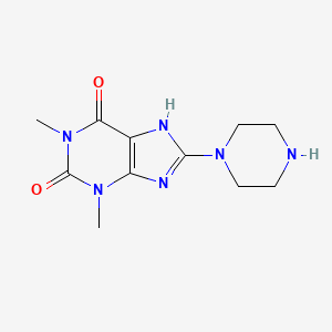 molecular formula C11H16N6O2 B11852447 1,3-Dimethyl-8-(piperazin-1-yl)-1H-purine-2,6(3H,7H)-dione 
