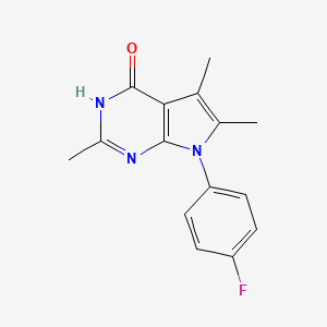 molecular formula C15H14FN3O B11852456 7-(4-Fluorophenyl)-2,5,6-trimethyl-3H-pyrrolo[2,3-d]pyrimidin-4(7H)-one 