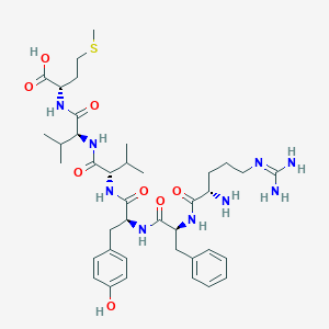 molecular formula C39H59N9O8S B118525 (2S)-2-[[(2S)-2-[[(2S)-2-[[(2S)-2-[[(2S)-2-[[(2S)-2-Amino-5-(diaminomethylideneamino)pentanoyl]amino]-3-phenylpropanoyl]amino]-3-(4-hydroxyphenyl)propanoyl]amino]-3-methylbutanoyl]amino]-3-methylbutanoyl]amino]-4-methylsulfanylbutanoic acid CAS No. 149234-06-0