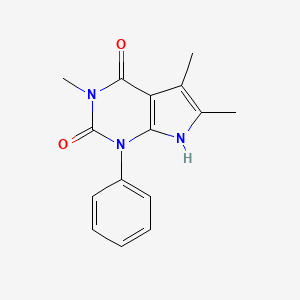 molecular formula C15H15N3O2 B11852583 1H-Pyrrolo(2,3-d)pyrimidine-2,4(3H,7H)-dione, 1-phenyl-3,5,6-trimethyl- CAS No. 40678-91-9