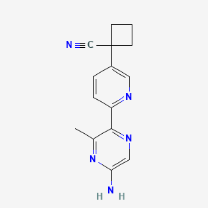 molecular formula C15H15N5 B11852674 1-(6-(5-Amino-3-methylpyrazin-2-yl)pyridin-3-yl)cyclobutanecarbonitrile 