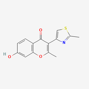molecular formula C14H11NO3S B11852943 4H-1-Benzopyran-4-one, 7-hydroxy-2-methyl-3-(2-methyl-4-thiazolyl)- CAS No. 51625-88-8