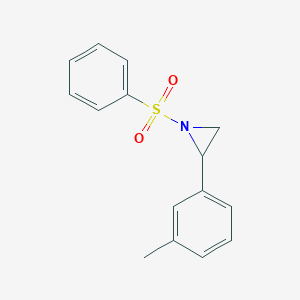 molecular formula C15H15NO2S B11853100 1-(Benzenesulfonyl)-2-(3-methylphenyl)aziridine CAS No. 137152-07-9