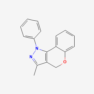 molecular formula C17H14N2O B11853137 3-Methyl-1-phenyl-1,4-dihydrochromeno[4,3-c]pyrazole CAS No. 77479-33-5