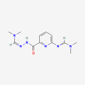 molecular formula C12H18N6O B11853421 N-[(Z)-dimethylaminomethylideneamino]-6-(dimethylaminomethylideneamino)pyridine-2-carboxamide 