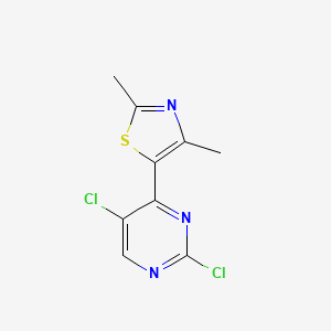 molecular formula C9H7Cl2N3S B11853476 2,5-Dichloro-4-(dimethyl-1,3-thiazol-5-yl)pyrimidine 