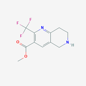 molecular formula C11H11F3N2O2 B11854665 Methyl 2-(trifluoromethyl)-5,6,7,8-tetrahydro-1,6-naphthyridine-3-carboxylate CAS No. 794461-82-8