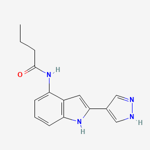molecular formula C15H16N4O B11855871 n-[2-(1h-Pyrazol-4-yl)-1h-indol-4-yl]butanamide CAS No. 827318-29-6