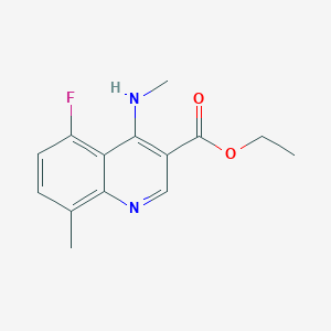 molecular formula C14H15FN2O2 B11855932 Ethyl 5-fluoro-8-methyl-4-(methylamino)quinoline-3-carboxylate 