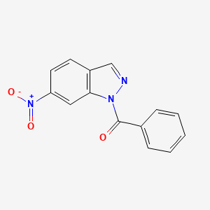 molecular formula C14H9N3O3 B11856028 1H-Indazole, 1-benzoyl-6-nitro- CAS No. 36174-00-2