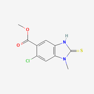molecular formula C10H9ClN2O2S B11856317 Methyl 6-chloro-2-mercapto-1-methyl-1H-benzo[d]imidazole-5-carboxylate 
