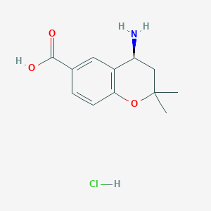 molecular formula C12H16ClNO3 B11856565 (S)-4-Amino-2,2-dimethylchroman-6-carboxylic acid hydrochloride 