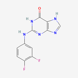 molecular formula C11H7F2N5O B11857079 6H-Purin-6-one, 2-((3,4-difluorophenyl)amino)-1,9-dihydro- CAS No. 123994-80-9