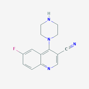 molecular formula C14H13FN4 B11857092 6-Fluoro-4-(piperazin-1-yl)quinoline-3-carbonitrile 