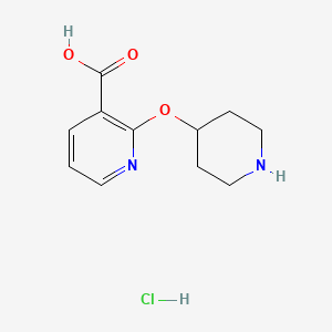 molecular formula C11H15ClN2O3 B11857231 2-(Piperidin-4-yloxy)nicotinic acid hydrochloride 