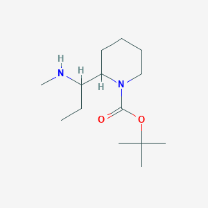 molecular formula C14H28N2O2 B11857752 Tert-butyl 2-[1-(methylamino)propyl]piperidine-1-carboxylate 