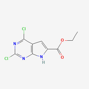 molecular formula C9H7Cl2N3O2 B11857984 Ethyl 2,4-dichloro-7H-pyrrolo[2,3-d]pyrimidine-6-carboxylate 