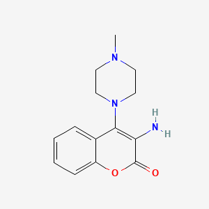 molecular formula C14H17N3O2 B11858064 Coumarin, 3-amino-4-(4-methyl-1-piperazinyl)- CAS No. 59288-17-4