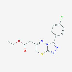 B118583 ethyl 2-[3-(4-chlorophenyl)-7H-[1,2,4]triazolo[3,4-b][1,3,4]thiadiazin-6-yl]acetate CAS No. 150536-08-6