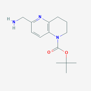 molecular formula C14H21N3O2 B11858388 tert-Butyl 6-(aminomethyl)-3,4-dihydro-1,5-naphthyridine-1(2H)-carboxylate 