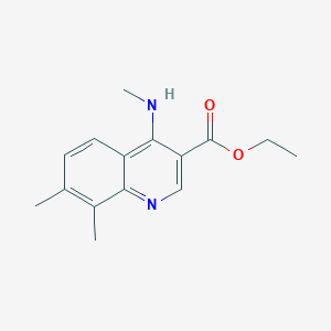 molecular formula C15H18N2O2 B11858678 Ethyl 7,8-dimethyl-4-(methylamino)quinoline-3-carboxylate 