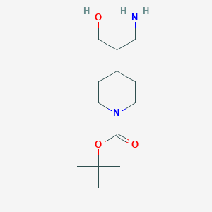 molecular formula C13H26N2O3 B11858768 tert-Butyl 4-(1-amino-3-hydroxypropan-2-yl)piperidine-1-carboxylate 