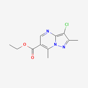 molecular formula C11H12ClN3O2 B11858837 Ethyl 3-chloro-2,7-dimethylpyrazolo[1,5-a]pyrimidine-6-carboxylate 