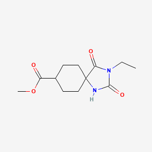 molecular formula C12H18N2O4 B11859128 Methyl 3-ethyl-2,4-dioxo-1,3-diazaspiro[4.5]decane-8-carboxylate 