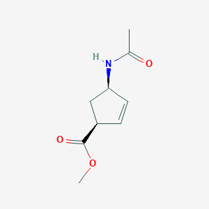 molecular formula C₉H₁₃NO₃ B118595 methyl (1S,4R)-4-acetamidocyclopent-2-ene-1-carboxylate CAS No. 61865-49-4