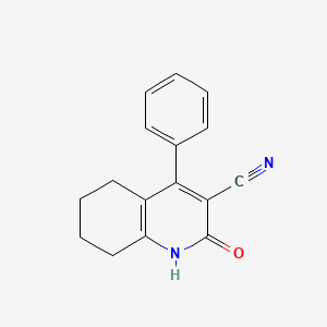 molecular formula C16H14N2O B11860728 2-Oxo-4-phenyl-1,2,5,6,7,8-hexahydroquinoline-3-carbonitrile CAS No. 18121-89-6