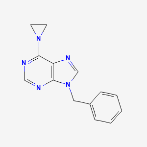 molecular formula C14H13N5 B11860774 9H-Purine, 6-aziridinyl-9-benzyl- CAS No. 92193-48-1