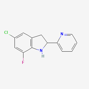 molecular formula C13H10ClFN2 B11860879 5-Chloro-7-fluoro-2-(pyridin-2-yl)indoline 