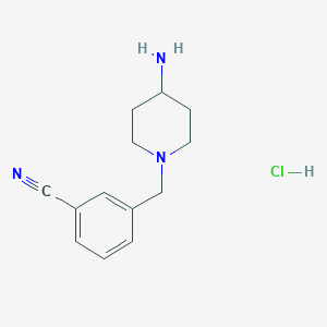 molecular formula C13H18ClN3 B11861013 3-((4-Aminopiperidin-1-yl)methyl)benzonitrile hydrochloride 