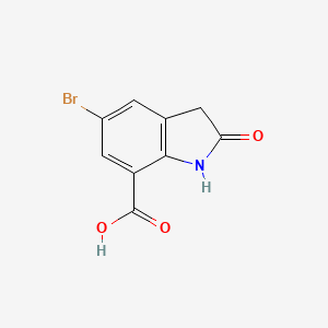 molecular formula C9H6BrNO3 B11861066 5-Bromo-2-oxoindoline-7-carboxylic acid 