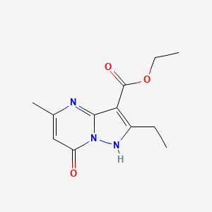 molecular formula C12H15N3O3 B11861101 Ethyl 2-ethyl-5-methyl-7-oxo-4,7-dihydropyrazolo[1,5-a]pyrimidine-3-carboxylate 