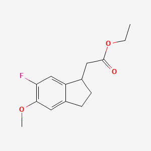 molecular formula C14H17FO3 B11861413 ethyl 2-(6-fluoro-5-methoxy-2,3-dihydro-1H-inden-1-yl)acetate 
