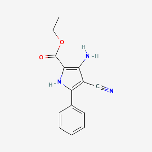 molecular formula C14H13N3O2 B11861513 Ethyl 3-amino-4-cyano-5-phenyl-1H-pyrrole-2-carboxylate 