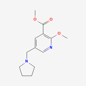 molecular formula C13H18N2O3 B11861578 Methyl 2-methoxy-5-(pyrrolidin-1-ylmethyl)nicotinate 