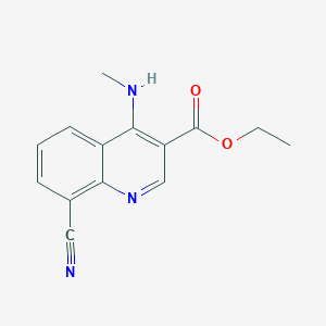 molecular formula C14H13N3O2 B11861732 Ethyl 8-cyano-4-(methylamino)quinoline-3-carboxylate 