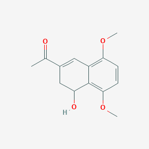 molecular formula C14H16O4 B11861746 1-(4-Hydroxy-5,8-dimethoxy-3,4-dihydronaphthalen-2-yl)ethan-1-one CAS No. 86146-34-1