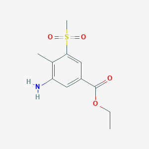 molecular formula C11H15NO4S B11862159 Ethyl 3-amino-4-methyl-5-(methylsulfonyl)benzoate CAS No. 52317-30-3