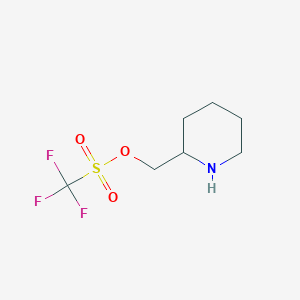 molecular formula C7H12F3NO3S B11862315 Piperidin-2-ylmethyl trifluoromethanesulfonate 