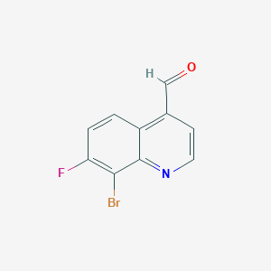 molecular formula C10H5BrFNO B11862410 8-Bromo-7-fluoroquinoline-4-carbaldehyde 