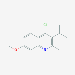 molecular formula C14H16ClNO B11862511 4-Chloro-3-isopropyl-7-methoxy-2-methylquinoline 