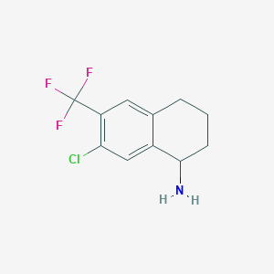 molecular formula C11H11ClF3N B11862790 7-Chloro-6-(trifluoromethyl)-1,2,3,4-tetrahydronaphthalen-1-amine 