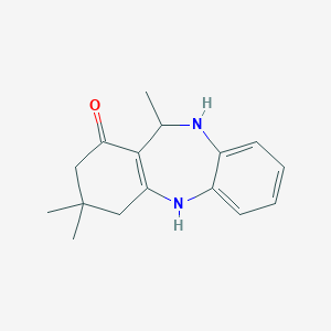 molecular formula C16H20N2O B118629 3,3,11-trimethyl-2,3,4,5,10,11-hexahydro-1H-dibenzo[b,e][1,4]diazepin-1-one CAS No. 149774-58-3