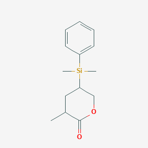 molecular formula C14H20O2Si B11863424 5-[Dimethyl(phenyl)silyl]-3-methyloxan-2-one CAS No. 918422-60-3