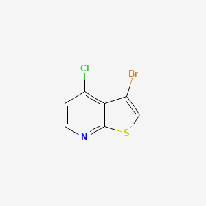 molecular formula C7H3BrClNS B11863499 3-Bromo-4-chlorothieno[2,3-b]pyridine 